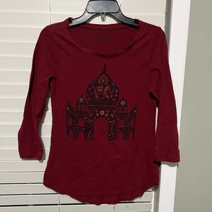 Lucky brand three quarter sleeve maroon top size medium